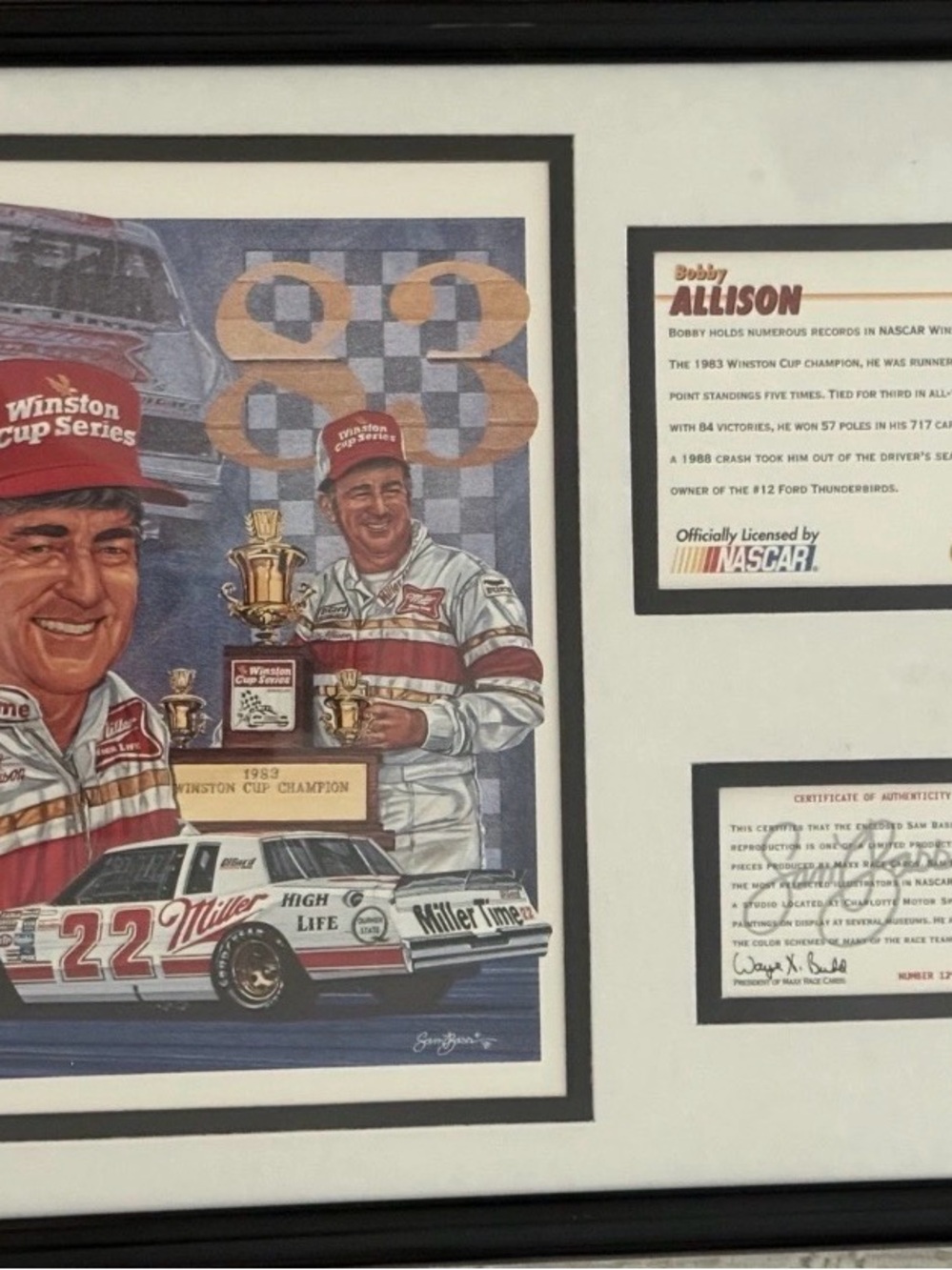 Limited Edition Bobby Allison and His #22 Car Signed NASCAR Framed Print